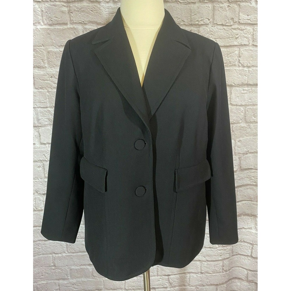Coldwater Creek Black Blazer Women 18 Textured Thick Lined Two Button Front